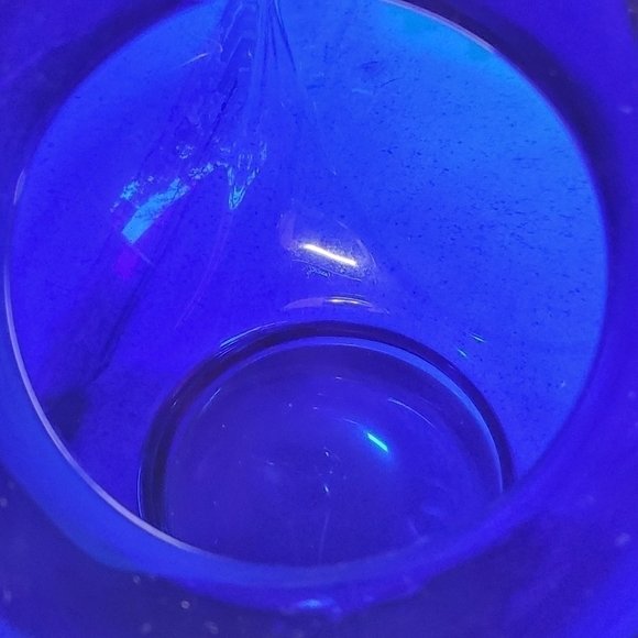 Vintage Cambridge Glass USA Cobalt Blue Handblown Large Ball Jug pitcher - Picture 12 of 14